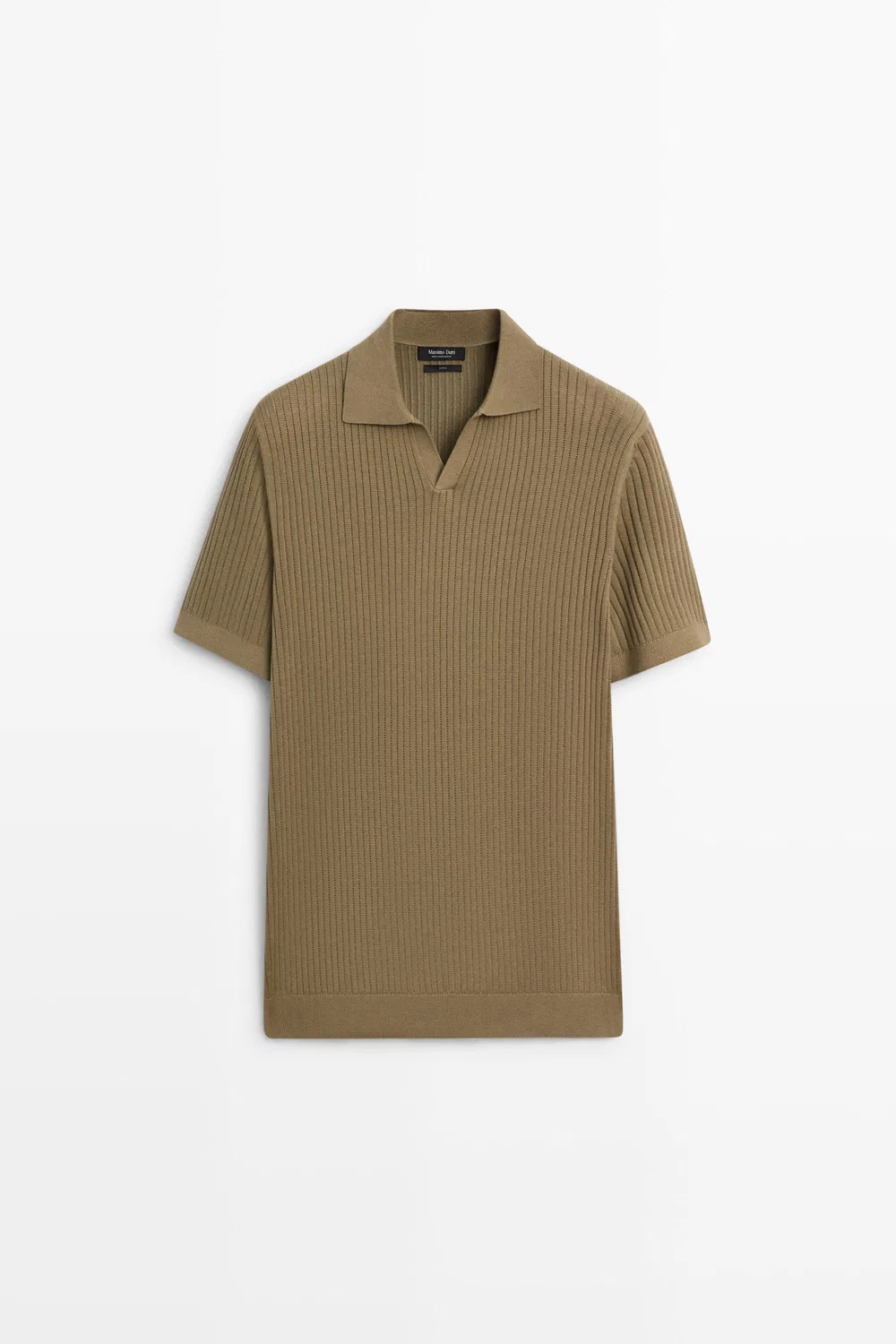 картинка Свитер-поло Massimo Dutti 100% Cotton Ribbed Knit, темный хаки от магазина Одежда+