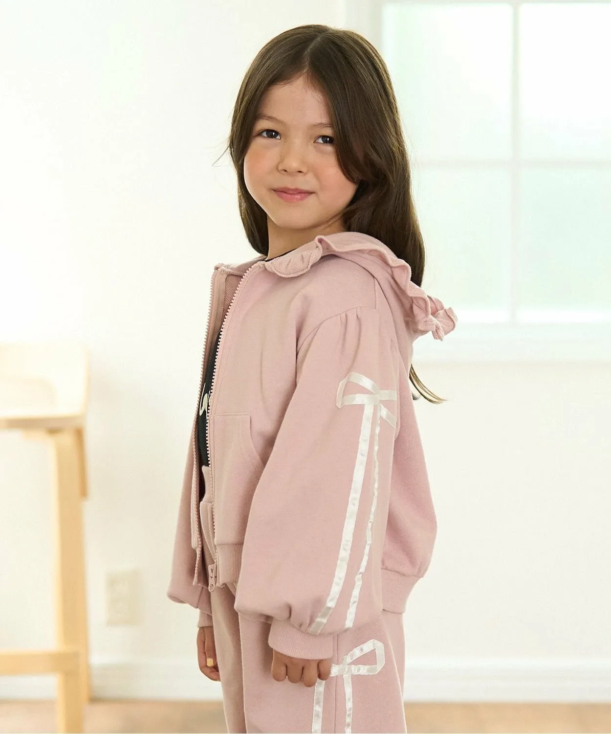 картинка Толстовка на молнии с отделкой лентами Lycee mine, Light Pink от магазина Одежда+