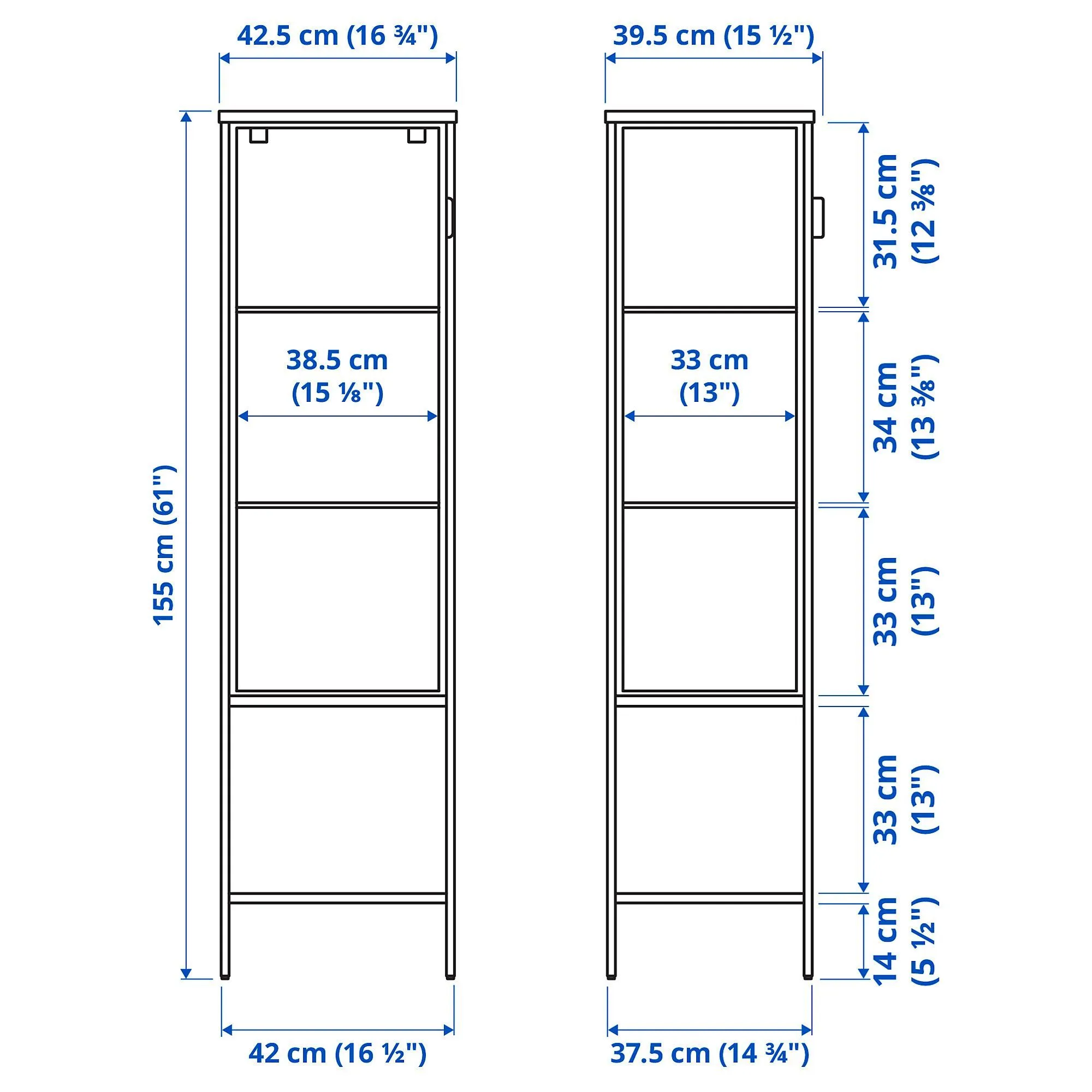 картинка Шкаф-витрина, антрацит, 42x37x155 см, RUDSTA IKEA от магазина Одежда+