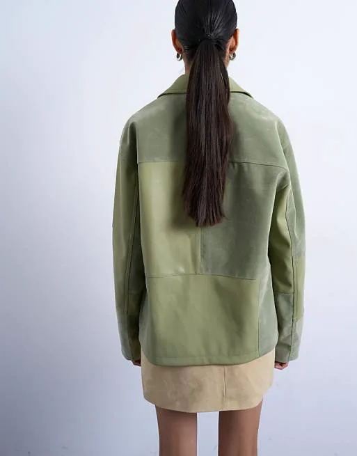 картинка Зеленая куртка на молнии из искусственной замши Topshop от магазина Одежда+