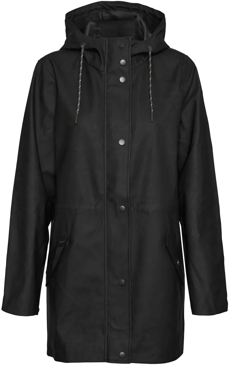 картинка Дождевик Vero Moda "VMMALOU COATED JACKET", с капюшоном, черный от магазина Одежда+