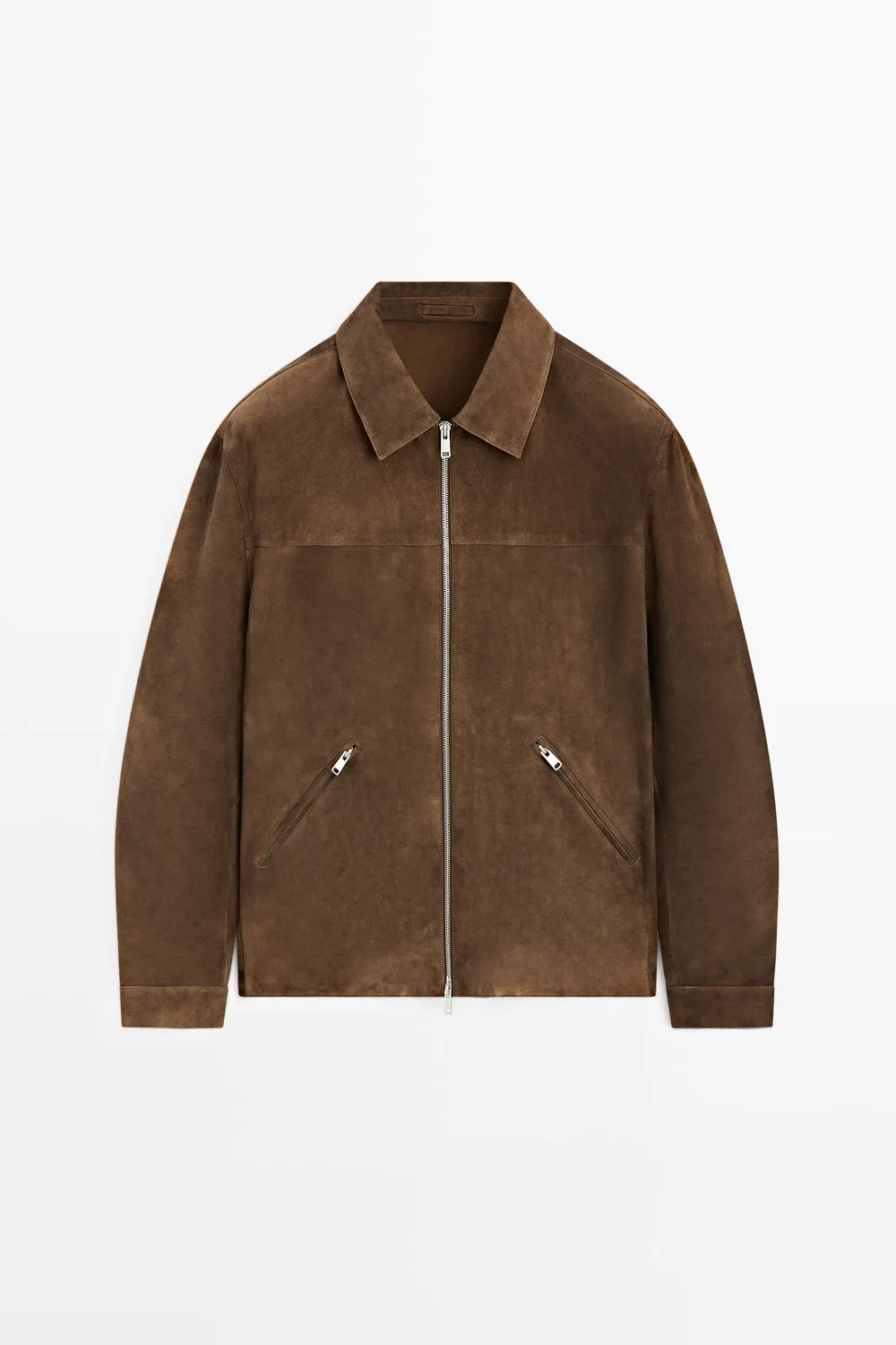 картинка Куртка Massimo Dutti Suede Leather Zip-Up, коричневый меланж от магазина Одежда+