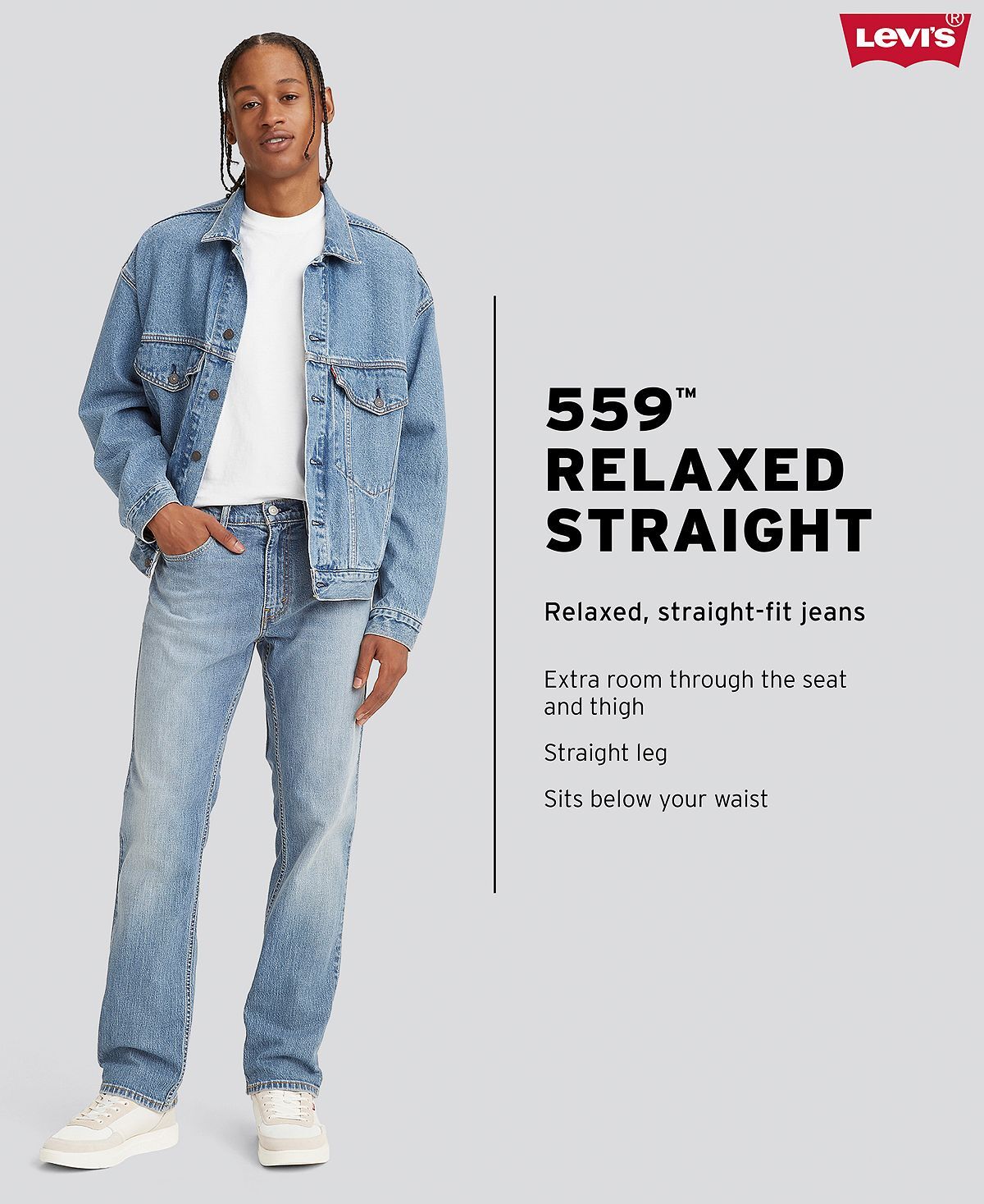 картинка Мужские эластичные джинсы Levi's 559™ прямого кроя, темный деним от магазина Одежда+