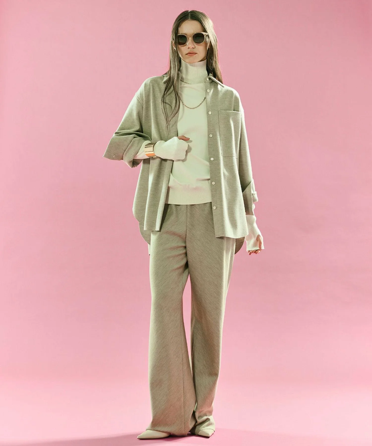 картинка MONTAIGNE / Шерстяная рубашка оверсайз Beige,, Top Taupe[033] от магазина Одежда+