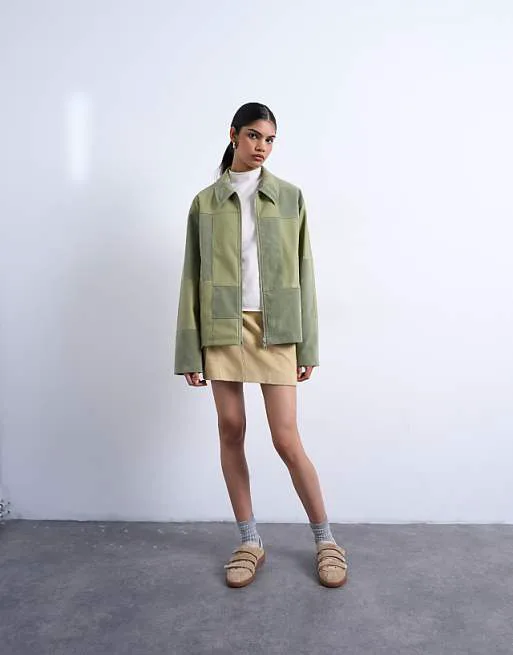 картинка Зеленая куртка на молнии из искусственной замши Topshop от магазина Одежда+