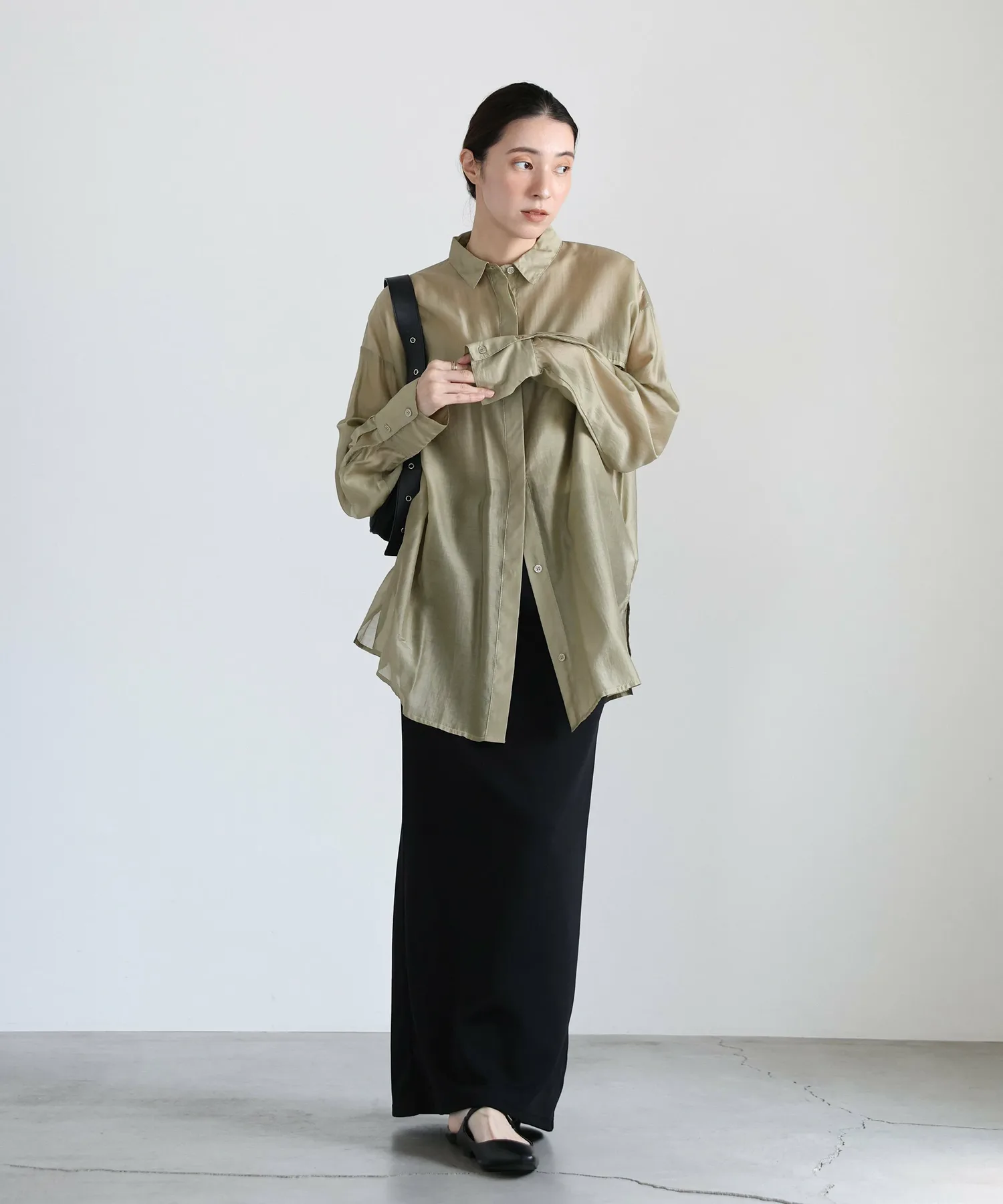 картинка Прозрачная рубашка оверсайз Select Moca, Khaki-03 от магазина Одежда+