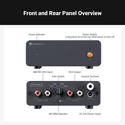 картинка Предусилитель для проигрывателя виниловых пластинок Fosi Audio Box X5 Phono от магазина Одежда+