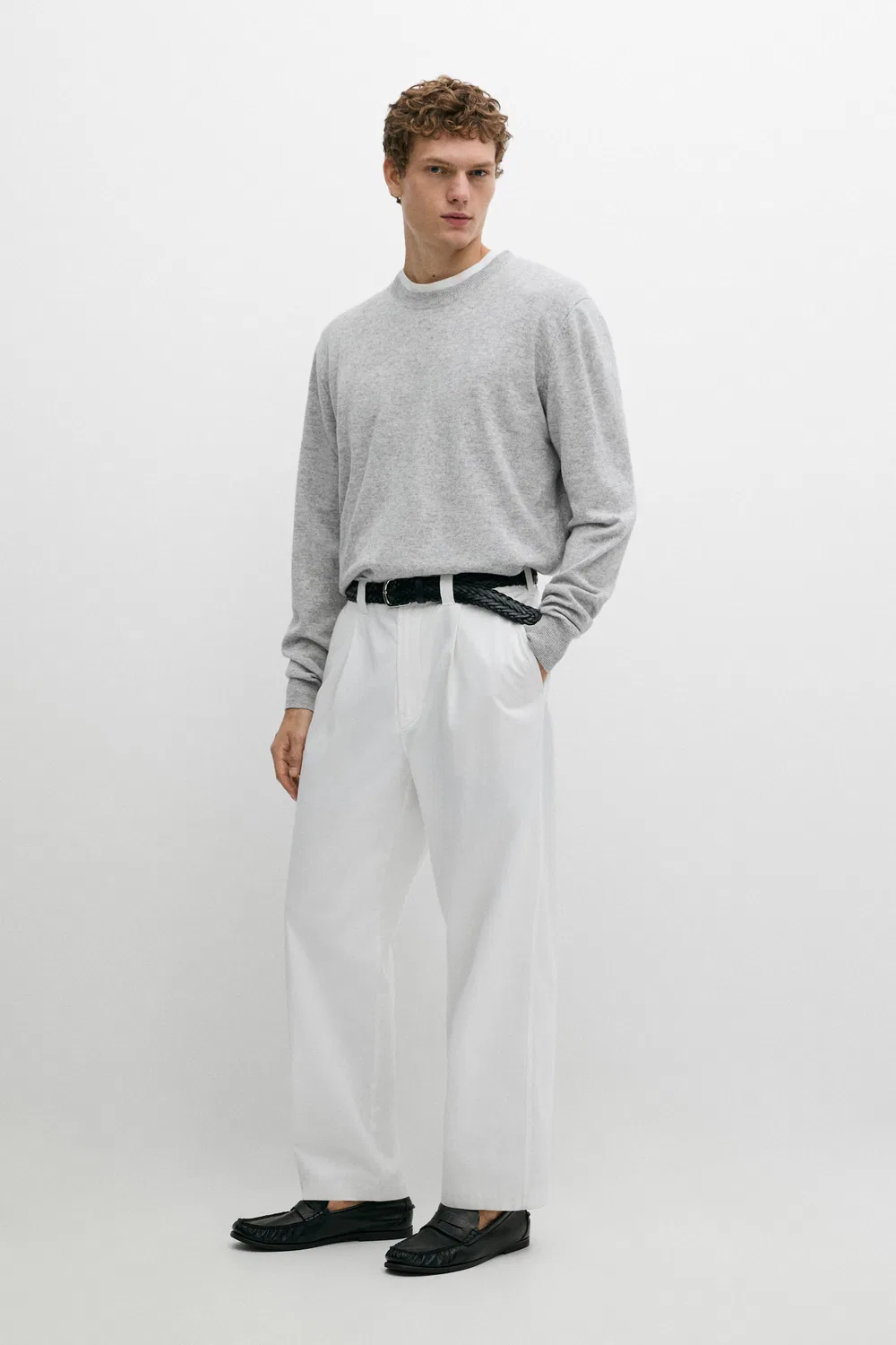 картинка Свитер Massimo Dutti Wool Blend Round Neck Knit, серый меланж от магазина Одежда+