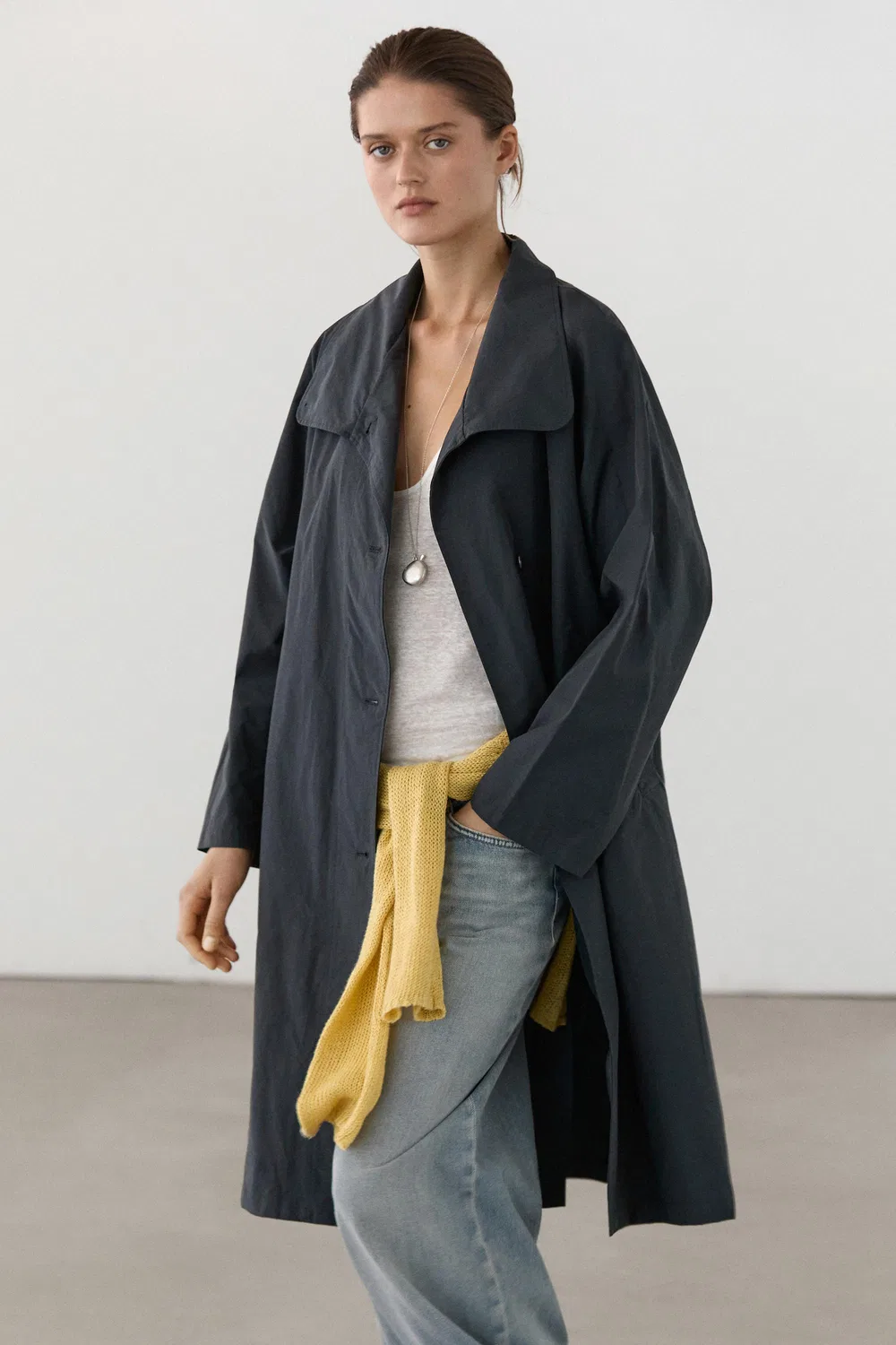 картинка Тренч Massimo Dutti, верхняя одежда, технический, темно-синий от магазина Одежда+