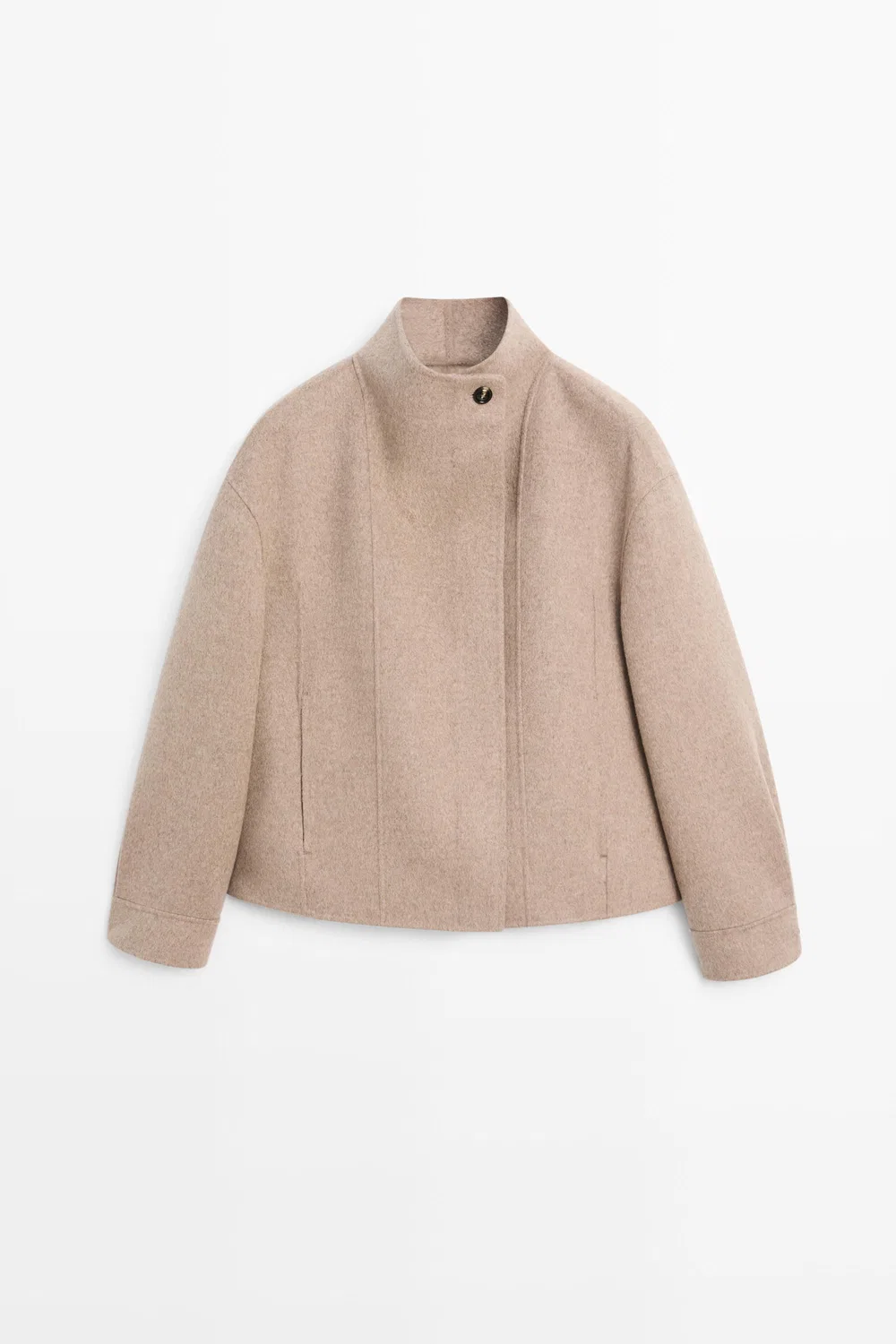 картинка Короткий жакет Massimo Dutti Wool-Blend, серо-коричневый от магазина Одежда+