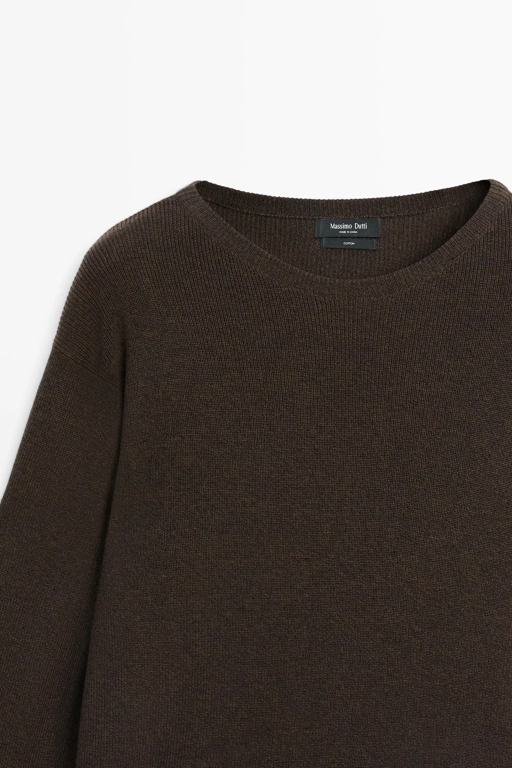 картинка Свитер Massimo Dutti 100% Cotton Mouliné Round Neck, коричневый от магазина Одежда+