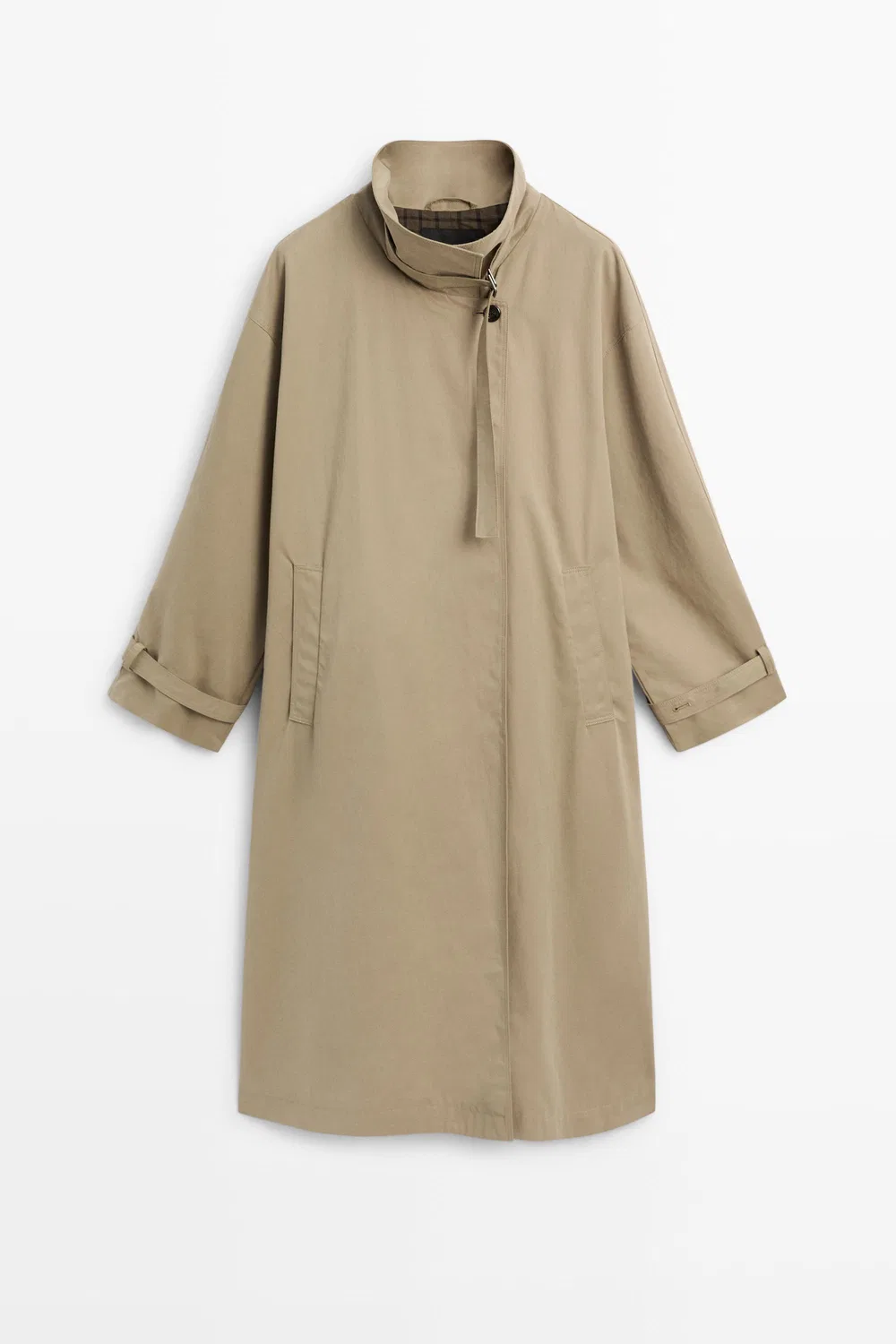 картинка Длинный тренч Massimo Dutti Coat With Buckle Detail, бежевый от магазина Одежда+