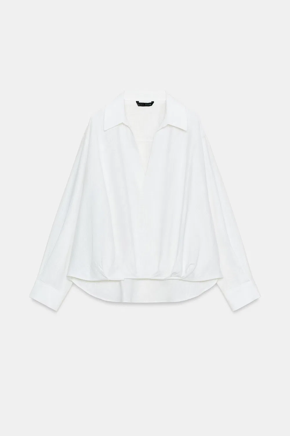 картинка Рубашка из льняной смеси с пышным низом. ZARA, White от магазина Одежда+