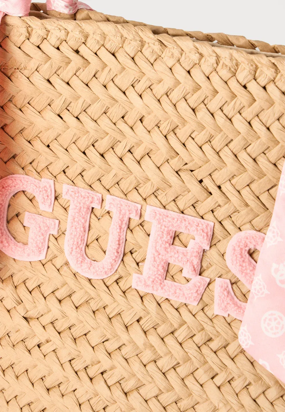 картинка Соломенная пляжная сумка Guess, Beige/Light Pink от магазина Одежда+