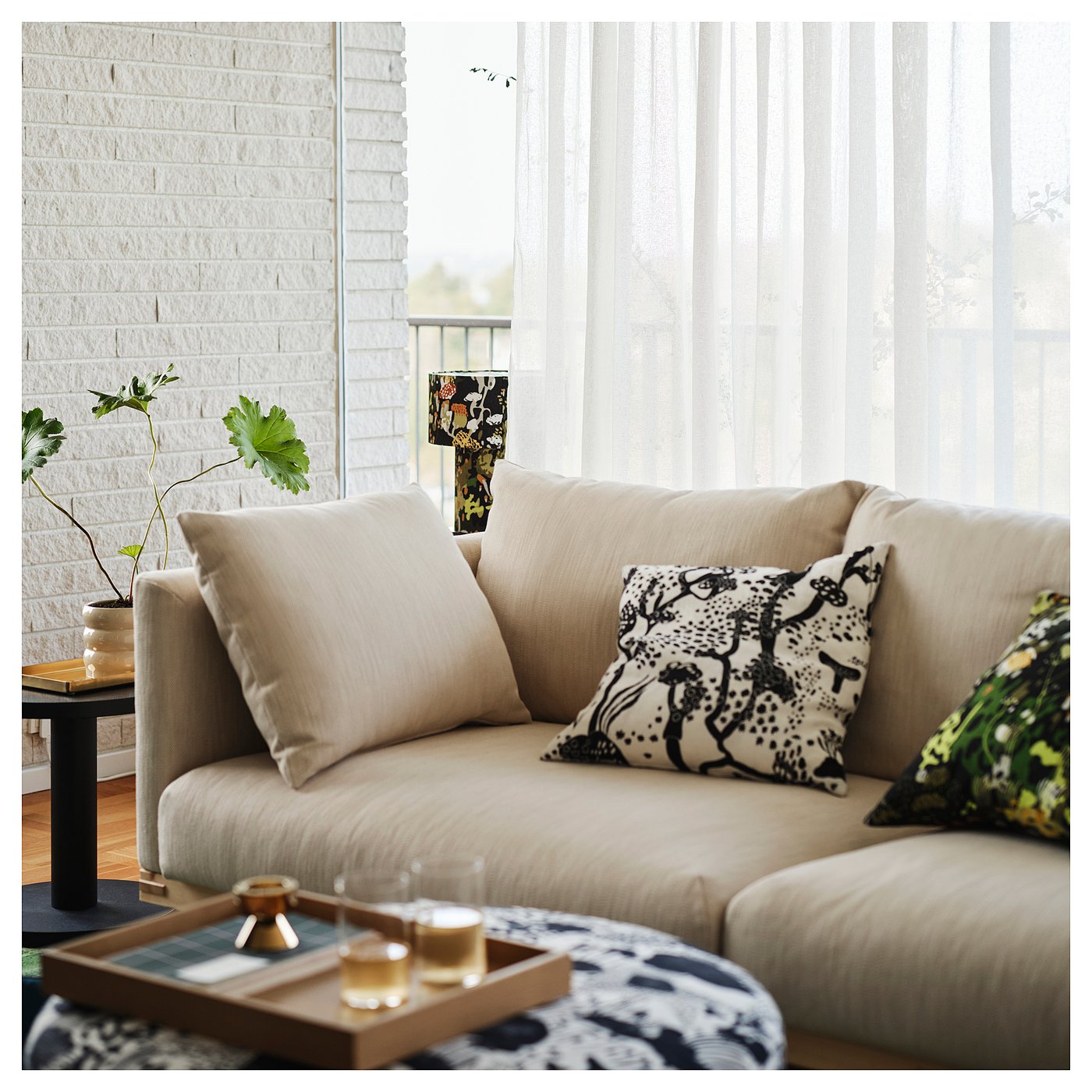 картинка Наволочка, белая/черная, 50х50 см Stockholm 2025 IKEA от магазина Одежда+
