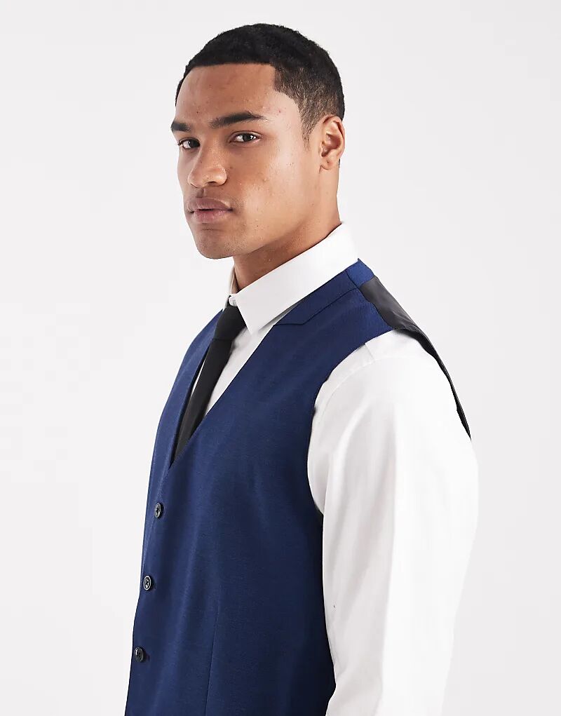 картинка Жилет Jack & Jones облегающего кроя из шерстяной смеси синего цвета от магазина Одежда+