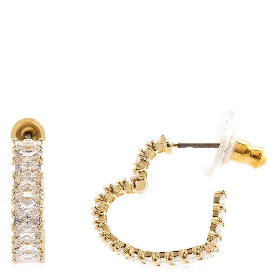 картинка Серьги-пирсинг Swarovski Matrix с сердцем, золотые, блестящие белые, серебро от магазина Одежда+