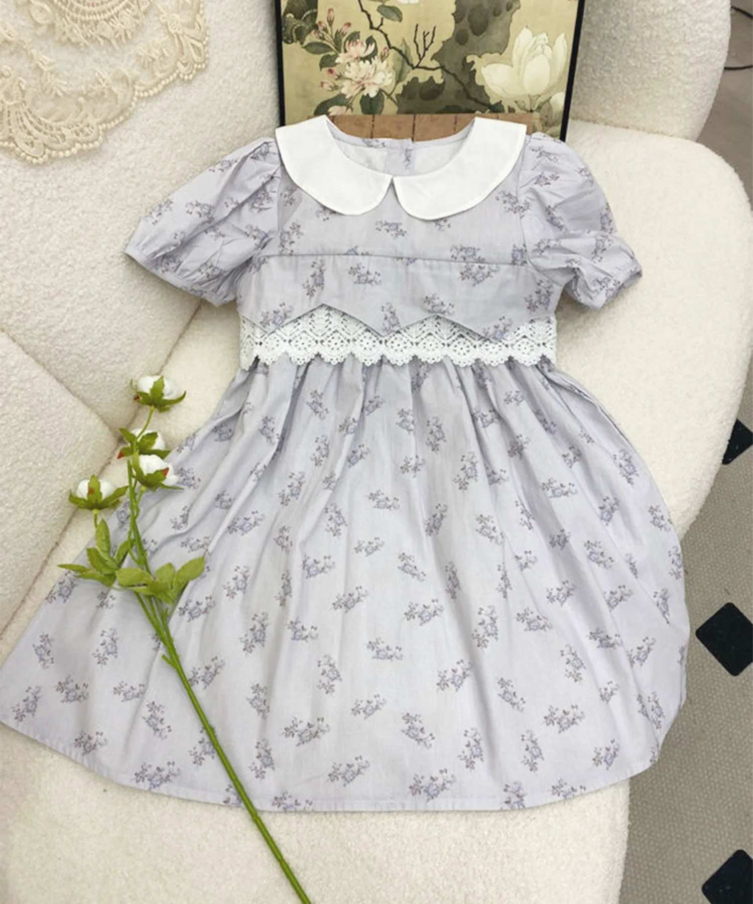 картинка Платье с цветочным принтом Aimoha Kids, blue от магазина Одежда+