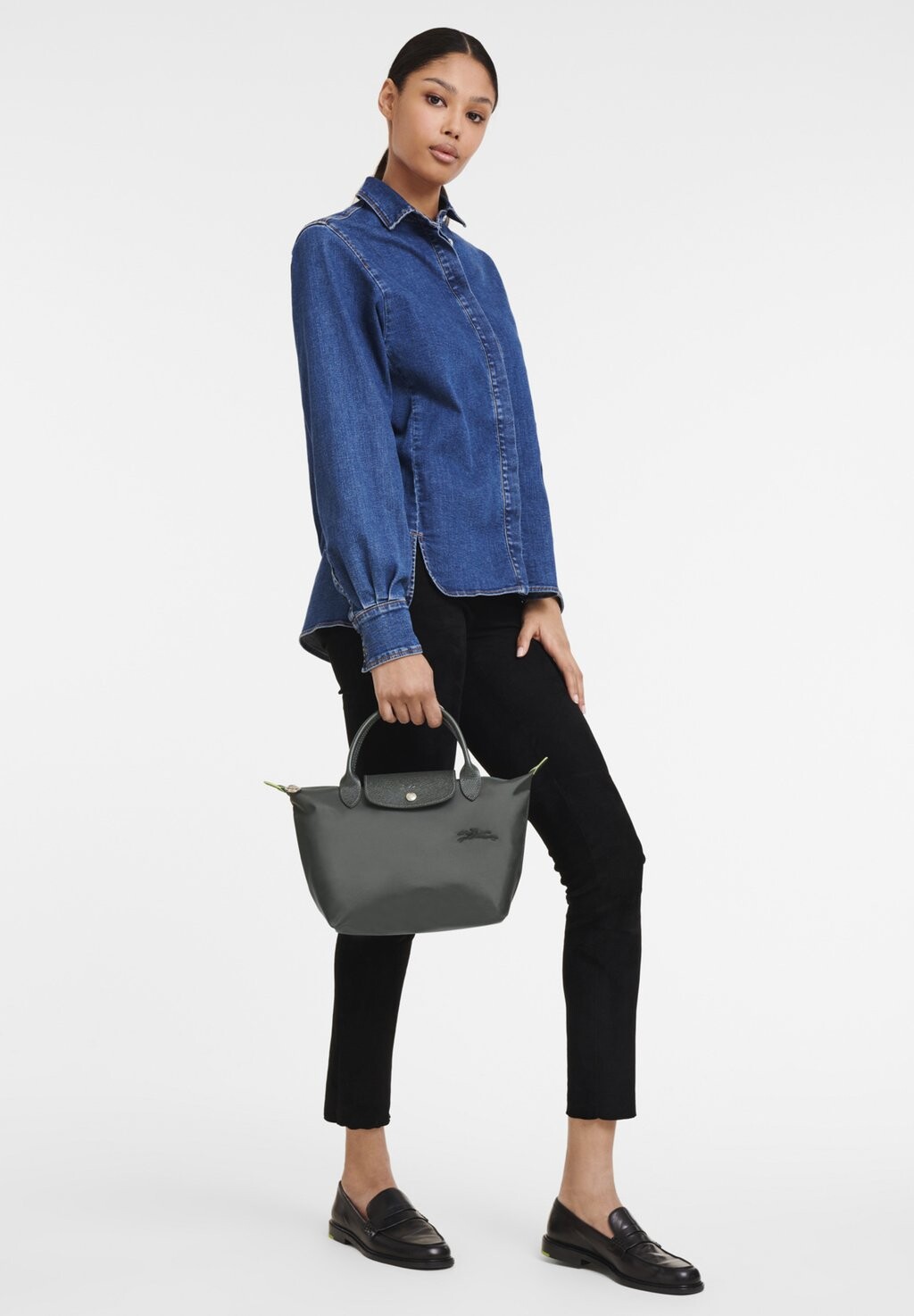 картинка Сумка-тоут Longchamp Le Pliage Green S, темно-серый от магазина Одежда+