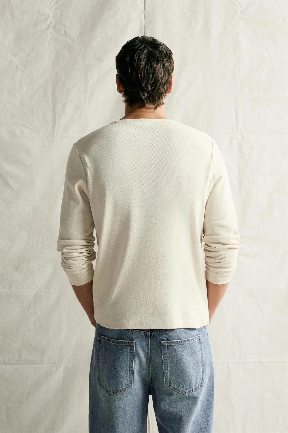 картинка Пуловер COTTON - LINEN HENLEY ZARA, Light beige от магазина Одежда+