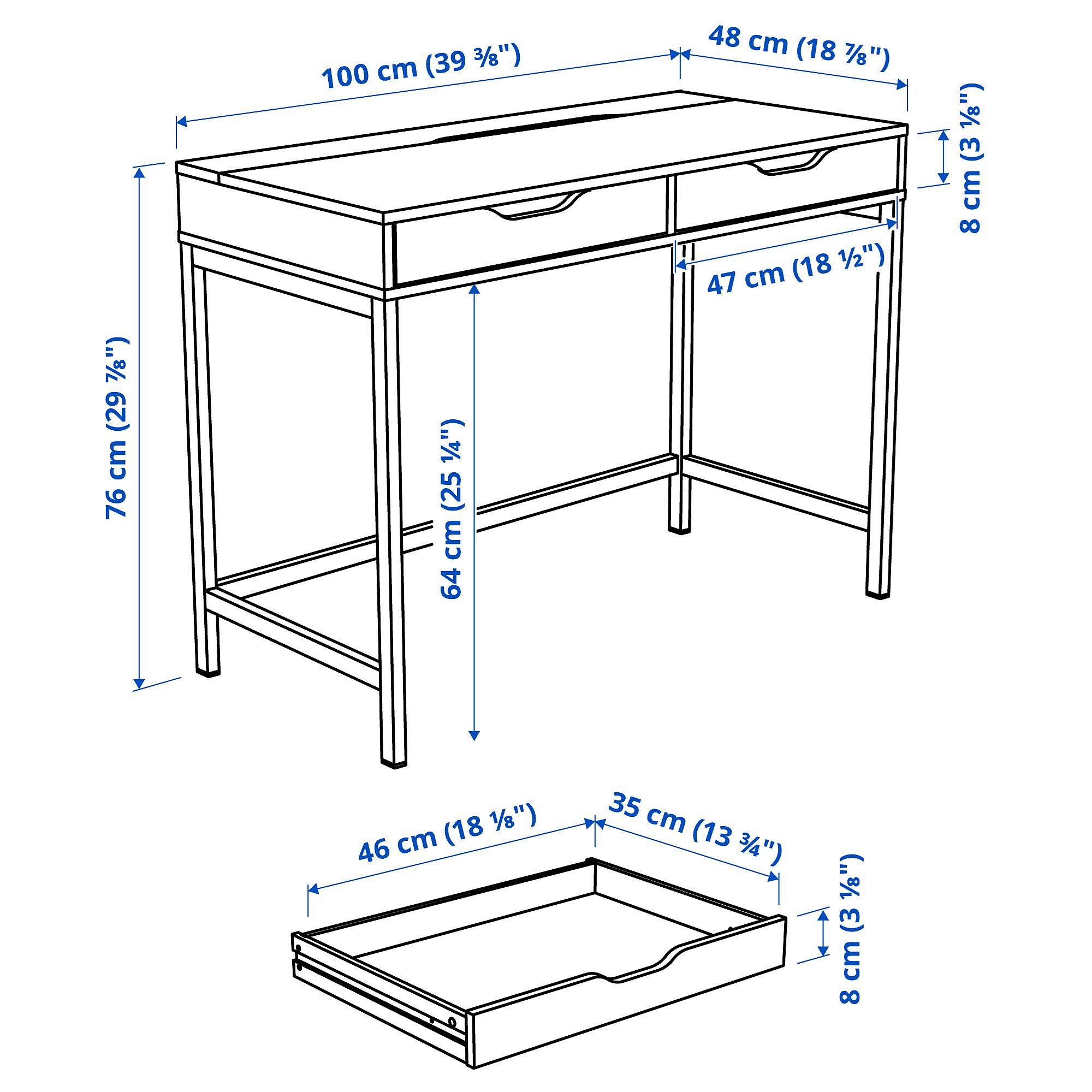 картинка Письменный стол IKEA ALEX, 100x48 см, черно-серый от магазина Одежда+