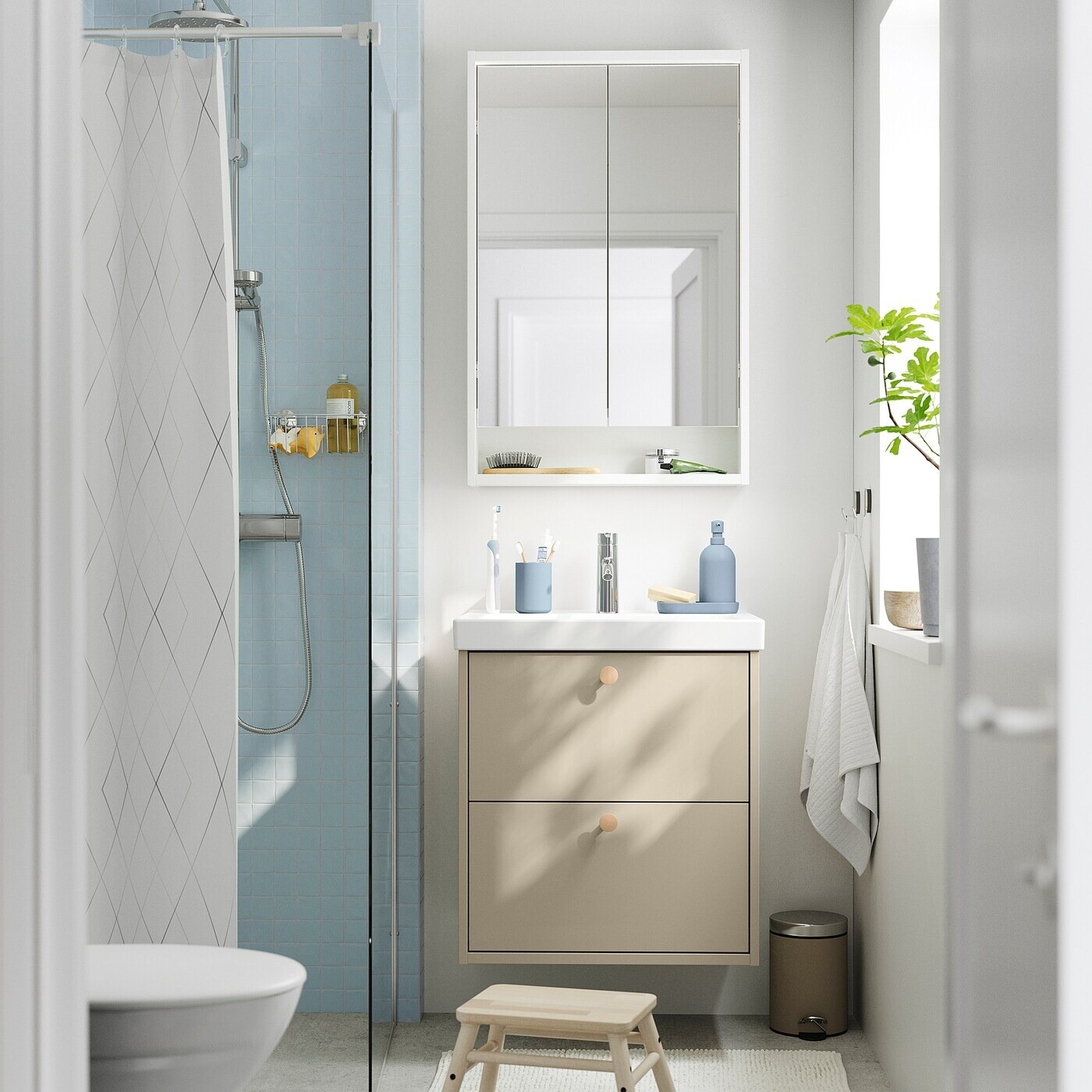 картинка Шкаф для раковины Ikea Havback, 60х48х63 см, бежевый от магазина Одежда+
