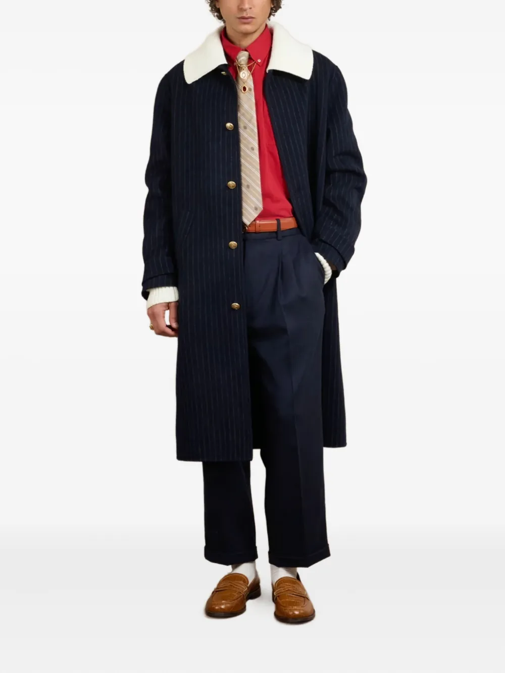 картинка Пальто в полоску Le Manteau Drôle De Monsieur, синий от магазина Одежда+