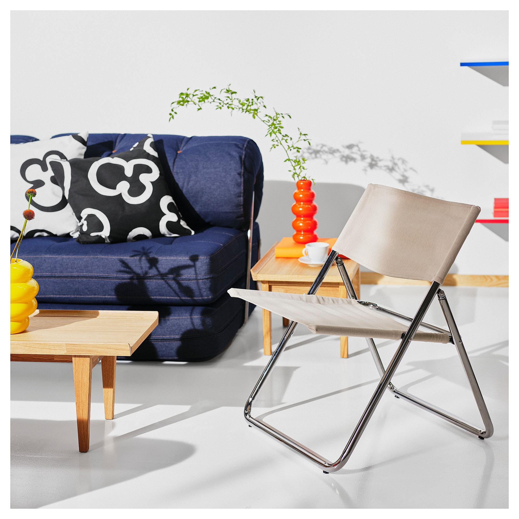 картинка Складной стул MOFALLA IKEA, нержавеющая сталь/бежевый от магазина Одежда+