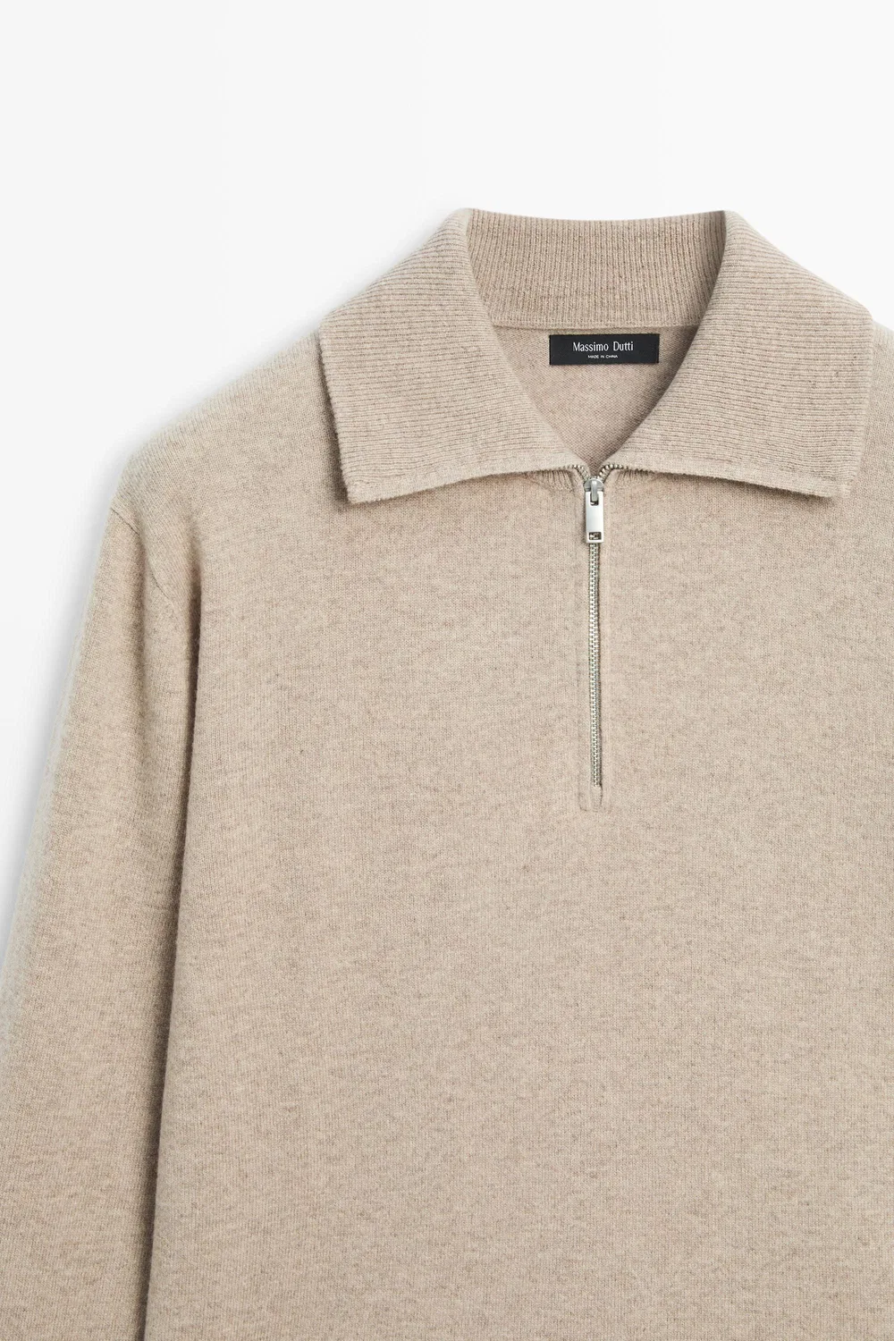 картинка Свитер Massimo Dutti Mock Neck Zip-Up Knit, песочный от магазина Одежда+