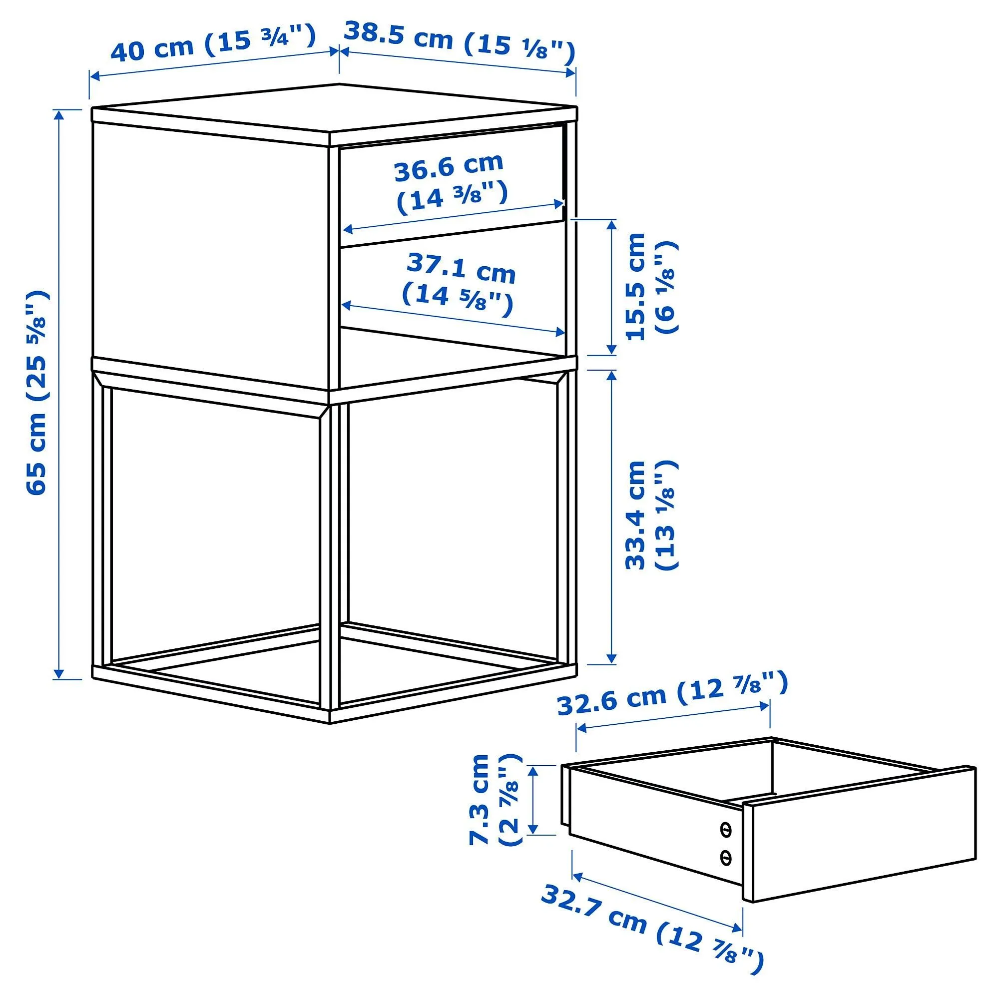 картинка Прикроватная тумба IKEA VIKHAMMER, 40x39х65 см, белый от магазина Одежда+