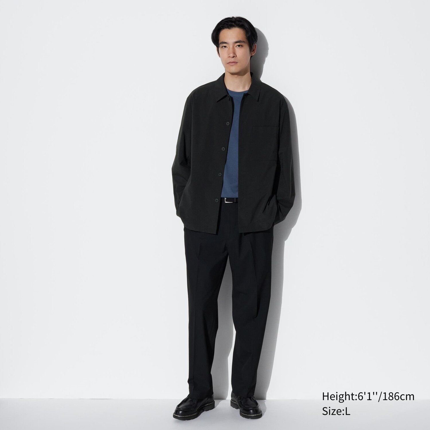 картинка Куртка-рубашка Uniqlo с карманом на груди, 09 черный от магазина Одежда+