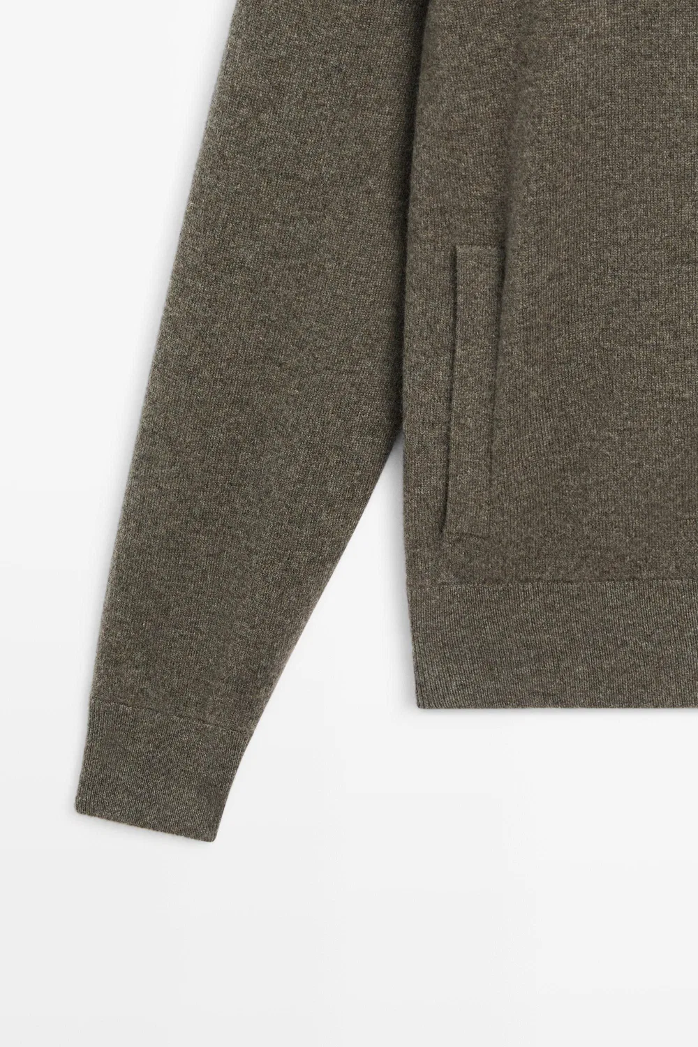картинка Кардиган Massimo Dutti 100% Cashmere Zip-Up Knit, зеленоватый от магазина Одежда+