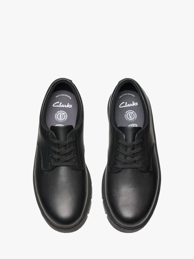 картинка Школьные туфли Clarks Lorcam Loop кожаные на шнуровке, черные от магазина Одежда+