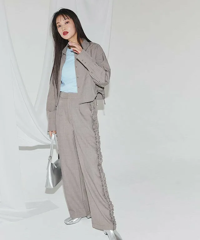 картинка Укороченная рубашка с боковым шнурком Eclam, Heathered Greige от магазина Одежда+