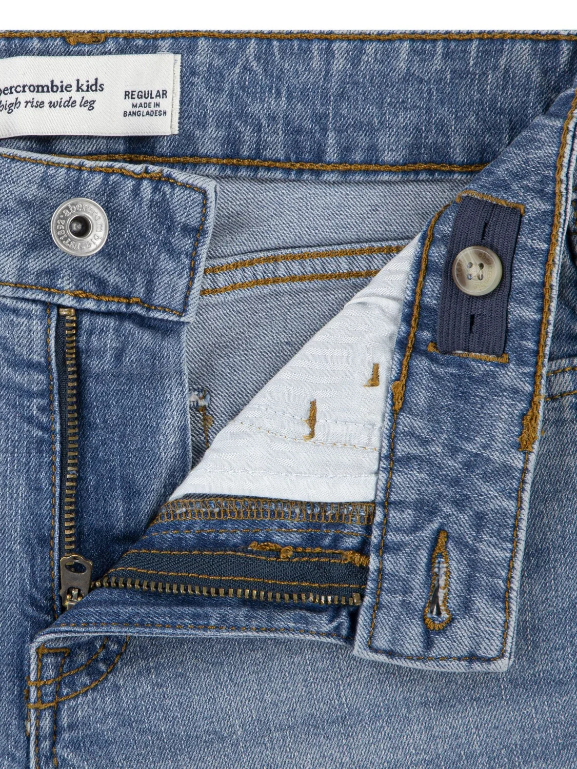 картинка Джинсы с высокой посадкой, широкие штанины Abercrombie & Fitch, синий от магазина Одежда+
