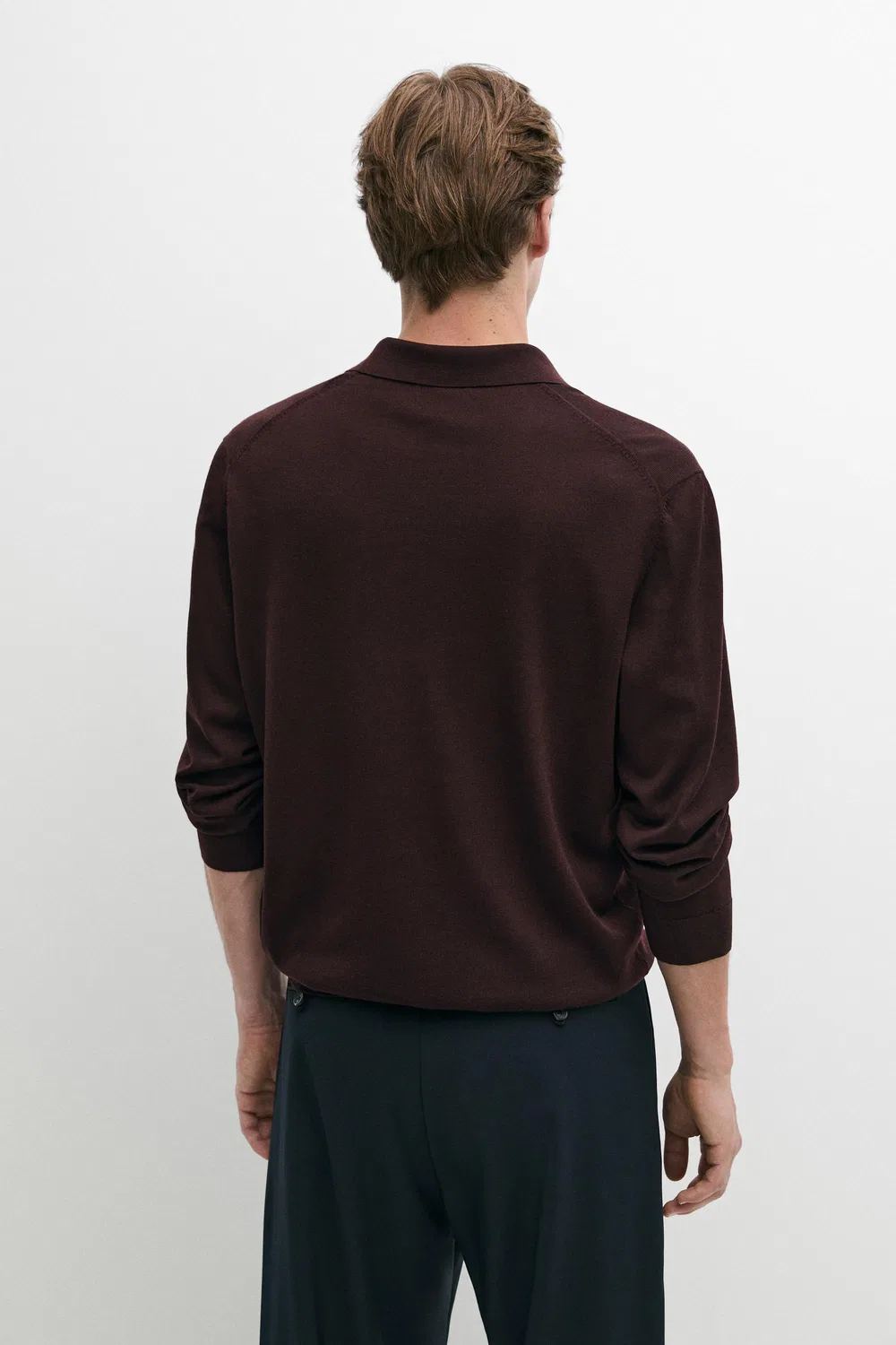 картинка Поло-свитер Massimo Dutti 100% Merino Wool Knit, бордовый от магазина Одежда+