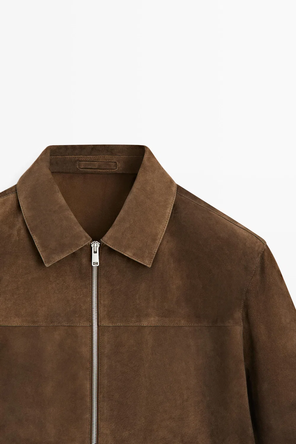 картинка Куртка Massimo Dutti Suede Leather Zip-Up, коричневый меланж от магазина Одежда+
