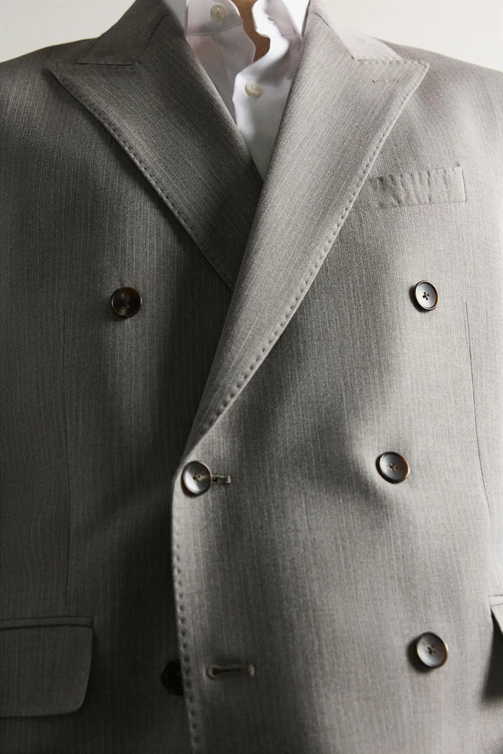 картинка Блейзер из полосатого двубортного костюма ZARA, Grey marl от магазина Одежда+