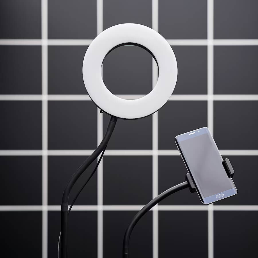картинка Кольцевая лампа Ikea Lanespelare With Phone Holder, черный от магазина Одежда+