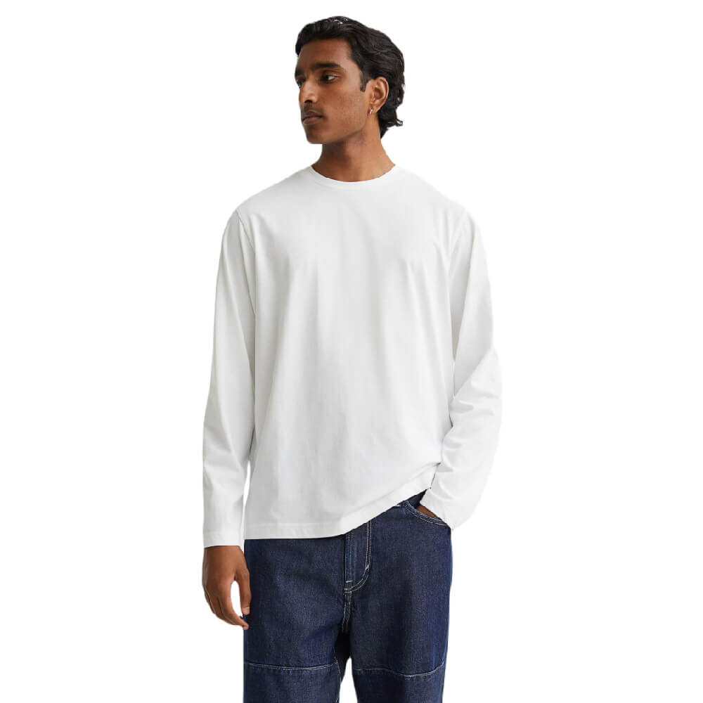 картинка Лонгслив H&M Regular Fit, белый от магазина Одежда+