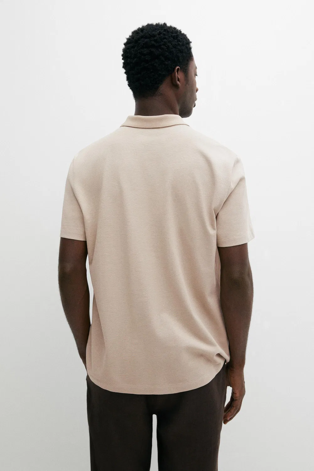 картинка Поло Massimo Dutti 100% Cotton Structured Shirt, бежевый от магазина Одежда+
