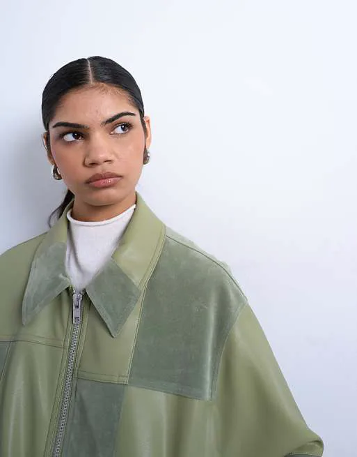 картинка Зеленая куртка на молнии из искусственной замши Topshop от магазина Одежда+