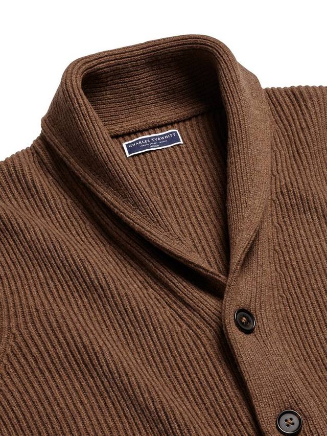 картинка Ребристый кардиган из шерсти Charles Tyrwhitt, Toffee от магазина Одежда+