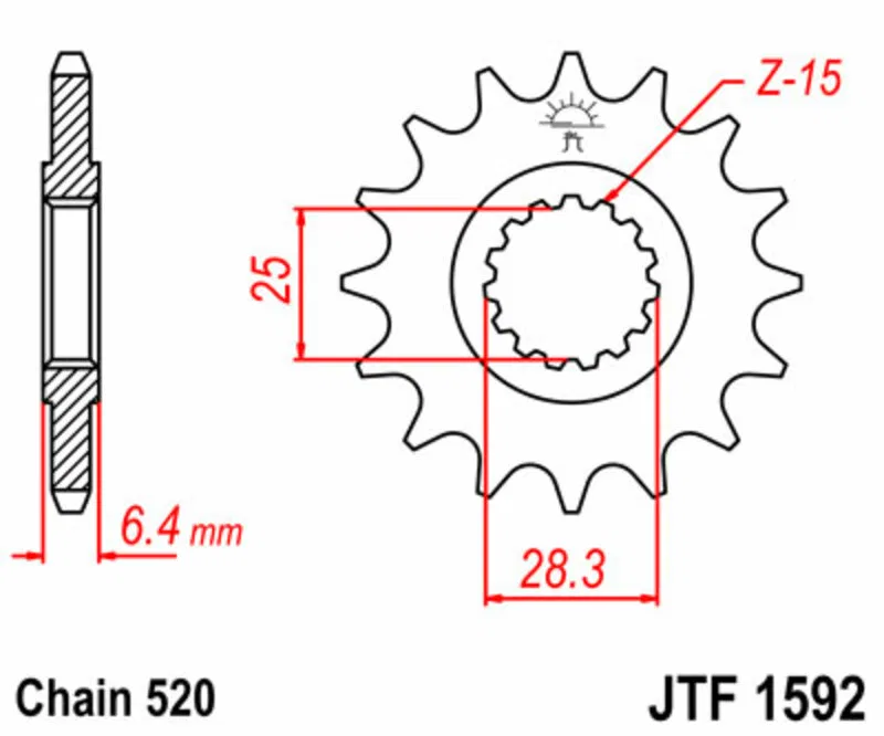 картинка Звезда цепи JT SPROCKETS 1592 520 14 зубьев от магазина Одежда+