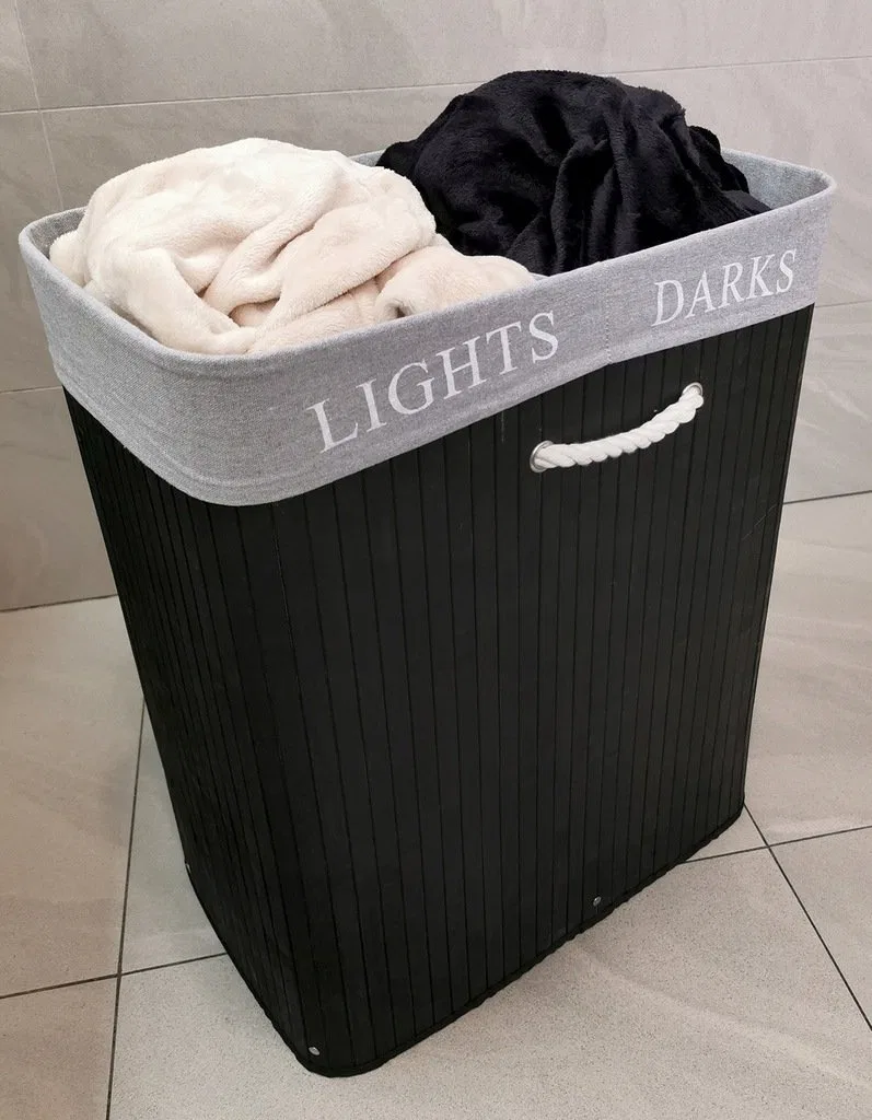 картинка Корзина для белья 105л бамбуковая KONTRASTO, Черный от магазина Одежда+