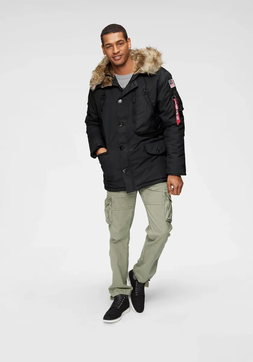 картинка Парка Alpha Industries "POLAR JACKET", с капюшоном, черный от магазина Одежда+