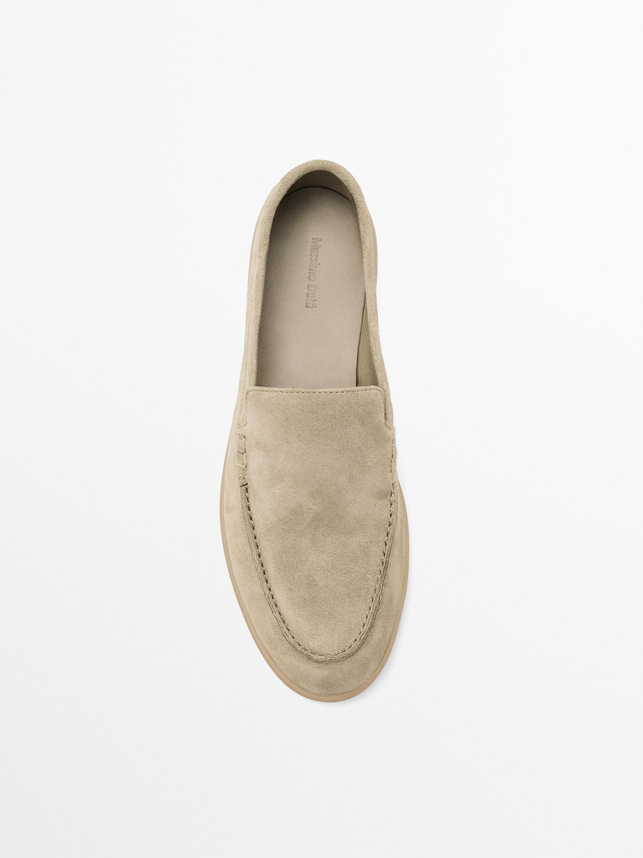 картинка Лоферы женские Massimo Dutti Split Leather, светло-бежевый от магазина Одежда+