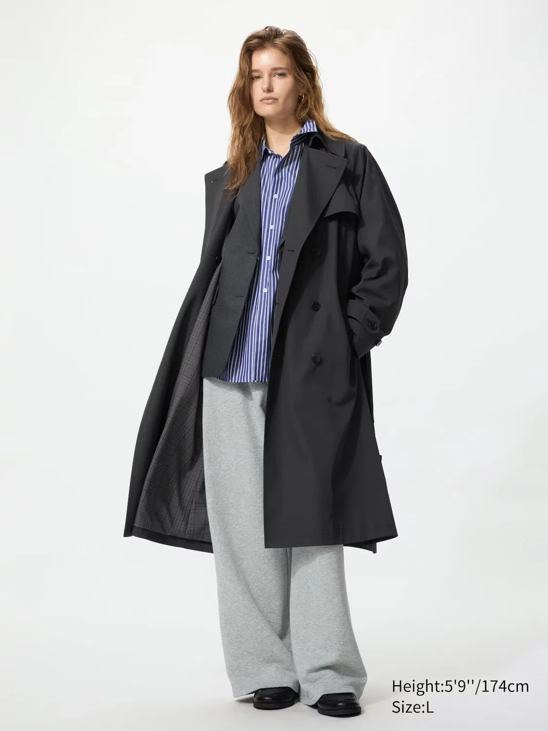 картинка Тренч Uniqlo, классический, черный от магазина Одежда+