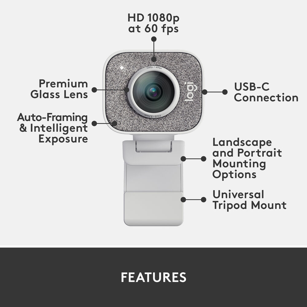 картинка Веб-камера Logitech StreamCam Full HD Webcam (White) 960-001289 от магазина Одежда+