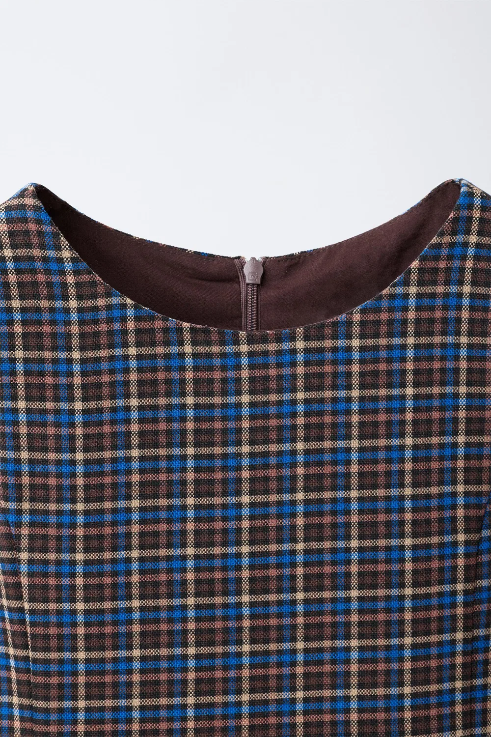 картинка Платье-фартук в клетку с поясом ZARA, Brown-Blue от магазина Одежда+